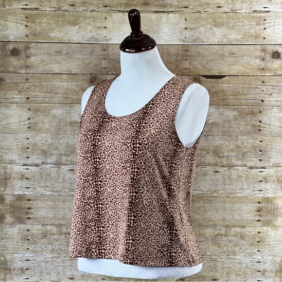 Serenada Size 1X Leopard Print Sleeveless Top - Picture 1 of 8
